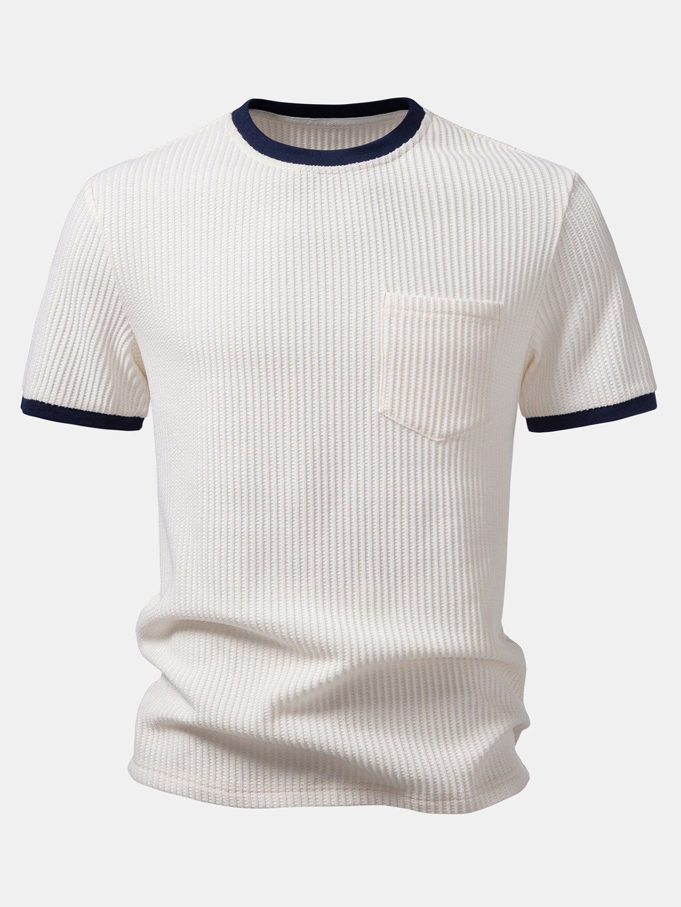 Contrast Waffle T-Shirt With Pocket